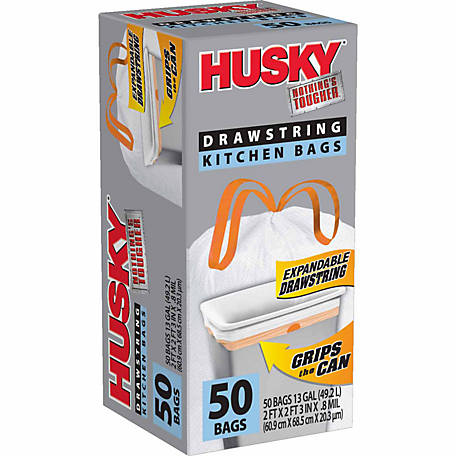 Husky Drawstring Kitchen Bags 50count - JusT Supplies LLC