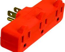 Powerzone Grounded Outlet Tap, 3 Outlet, Orange