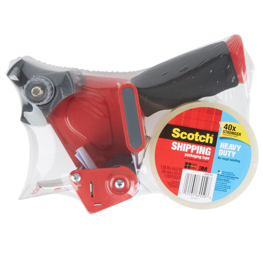 3M Scotch® 1 7/8 x 54.6 Yards Clear Heavy-Duty Shipping and Packaging Tape  with Dispenser Gun 3850-ST